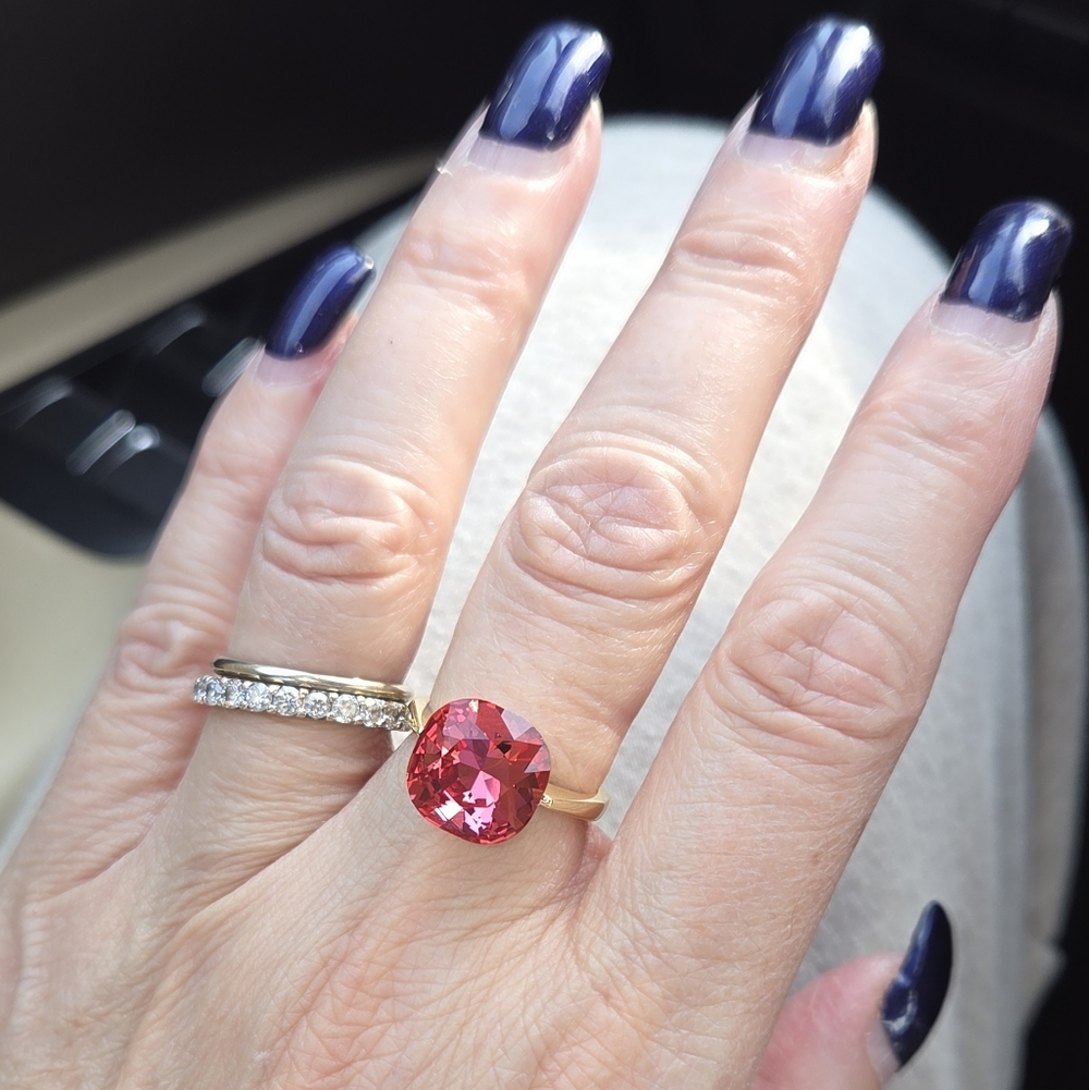 BAR, Kat Pale Lobster K9 Crystal Ring In Silver Or Gold, NIP - Picture 6 of 7